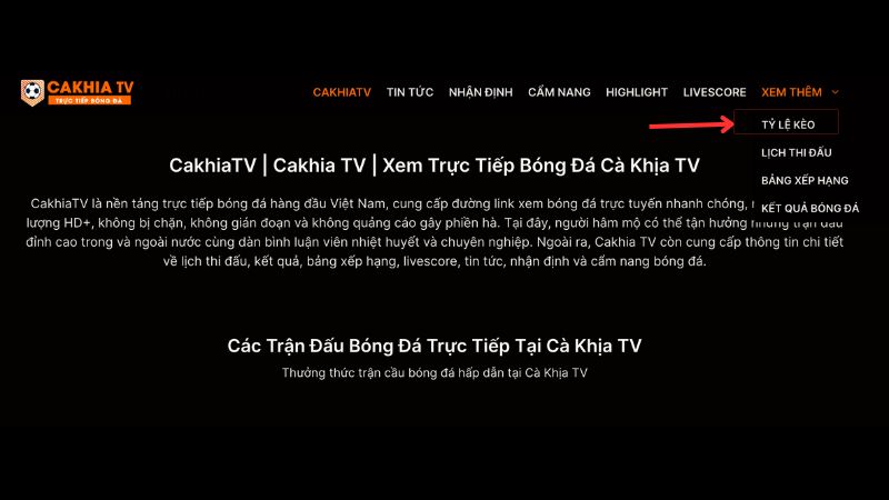 Hướng dẫn cách xem tỷ lệ kèo bóng đá tại CakhiaTV